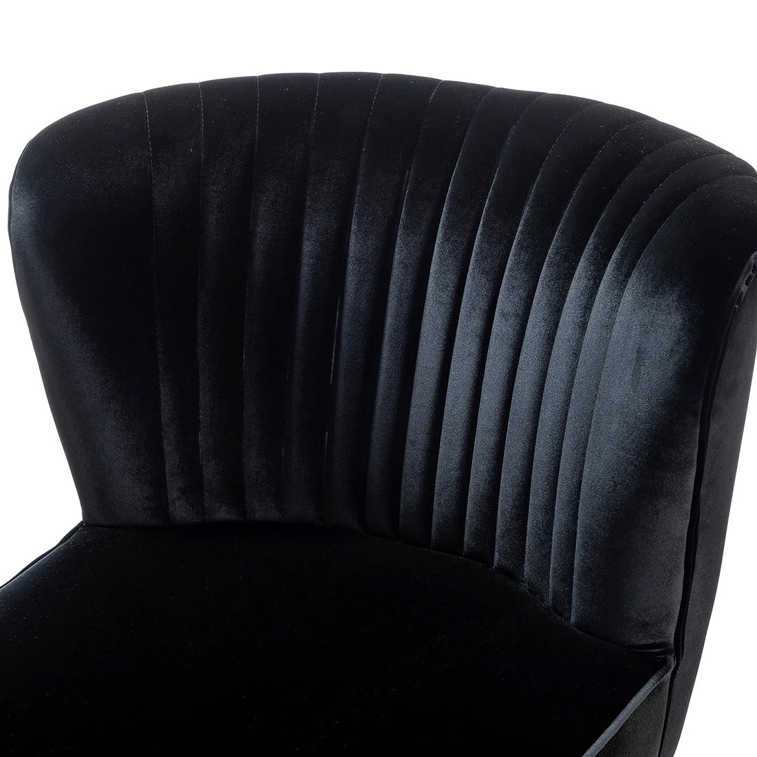 Classic Style Curved Back Black Velvet Accent Chair