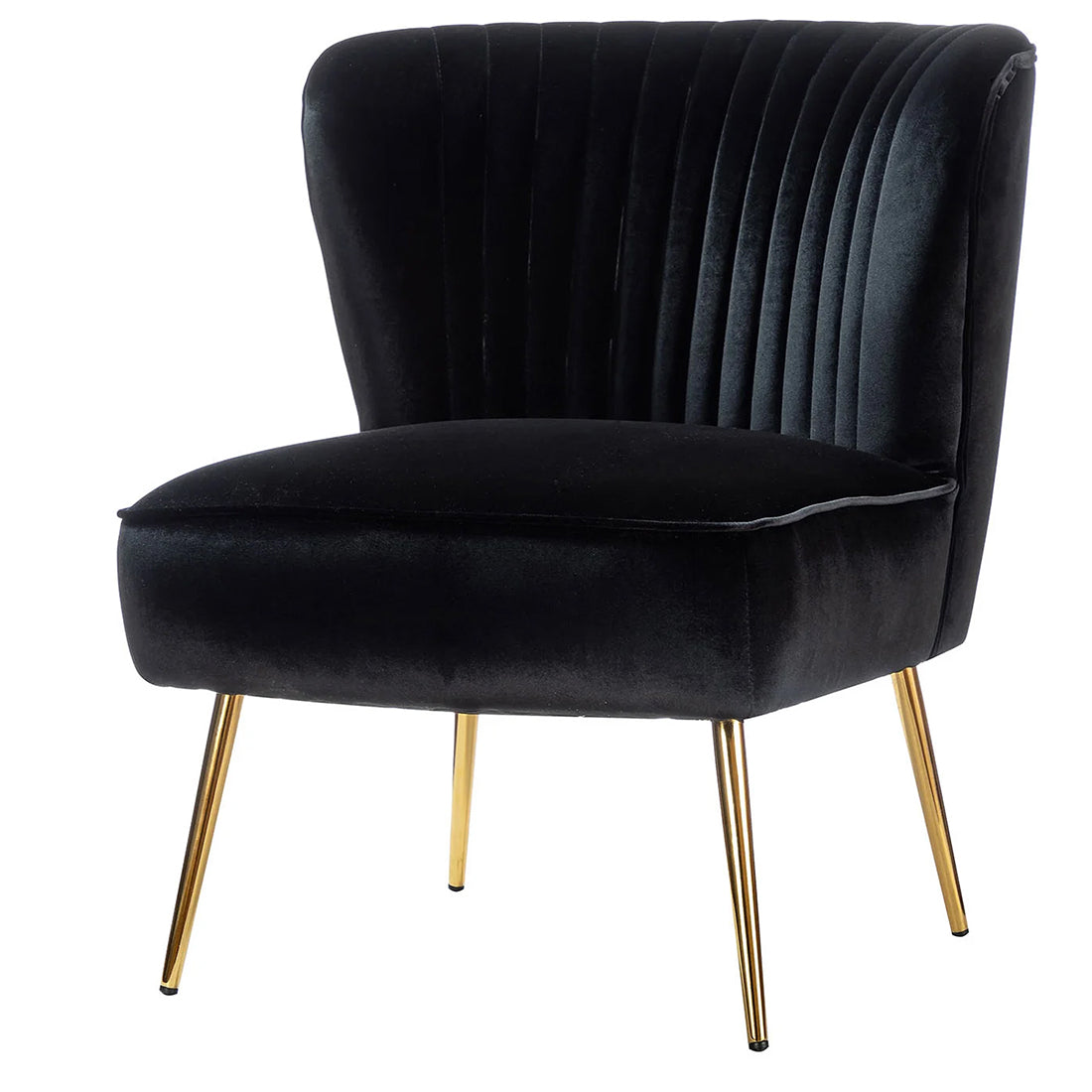 Classic Style Curved Back Black Velvet Accent Chair