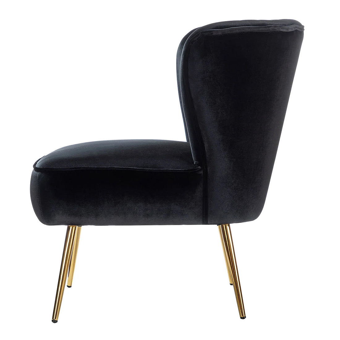 Classic Style Curved Back Black Velvet Accent Chair