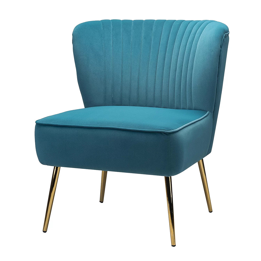 Classic Style Curved Back Blue Velvet Lounge Chair