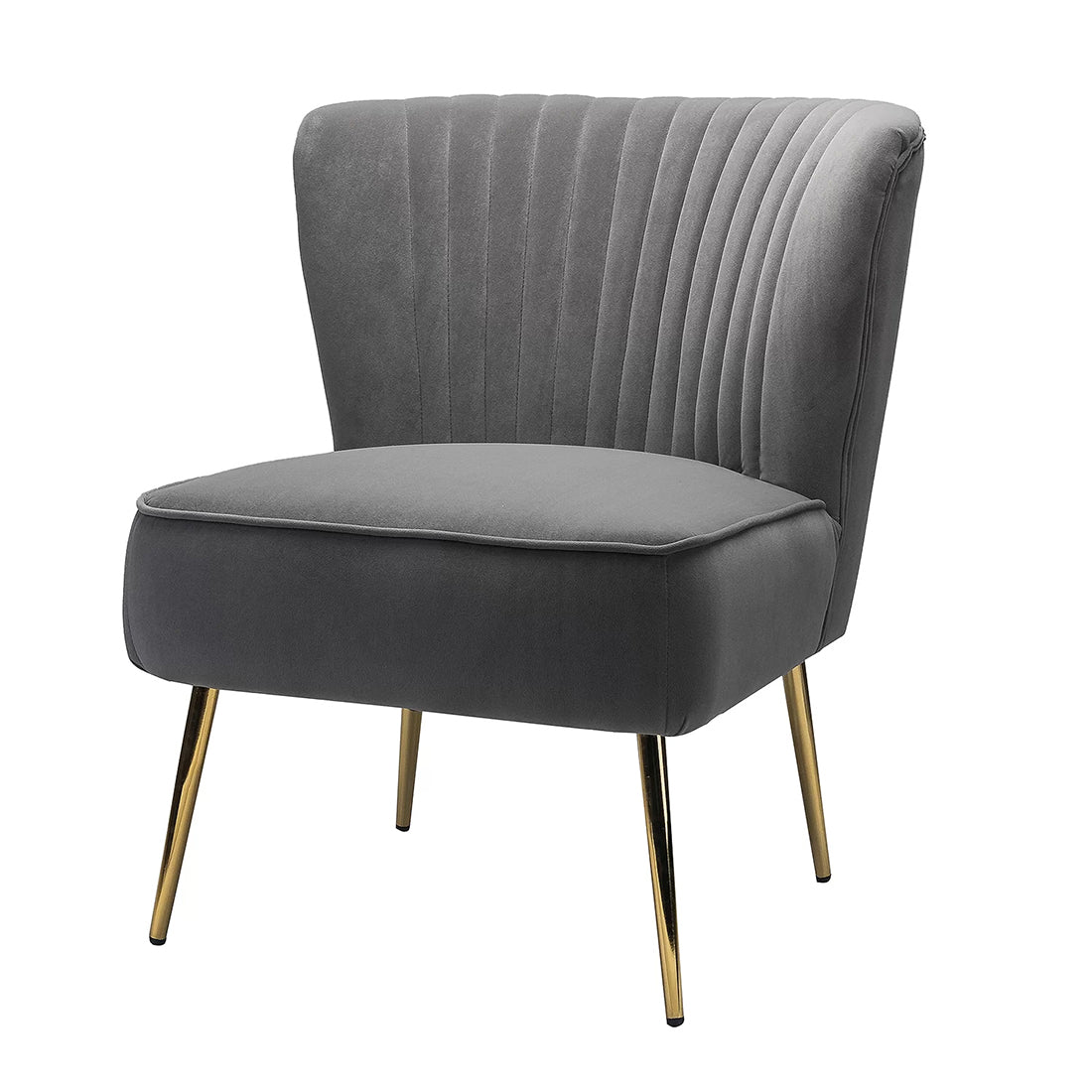 Classic Style Curved Back Grey Velvet Accent Chair