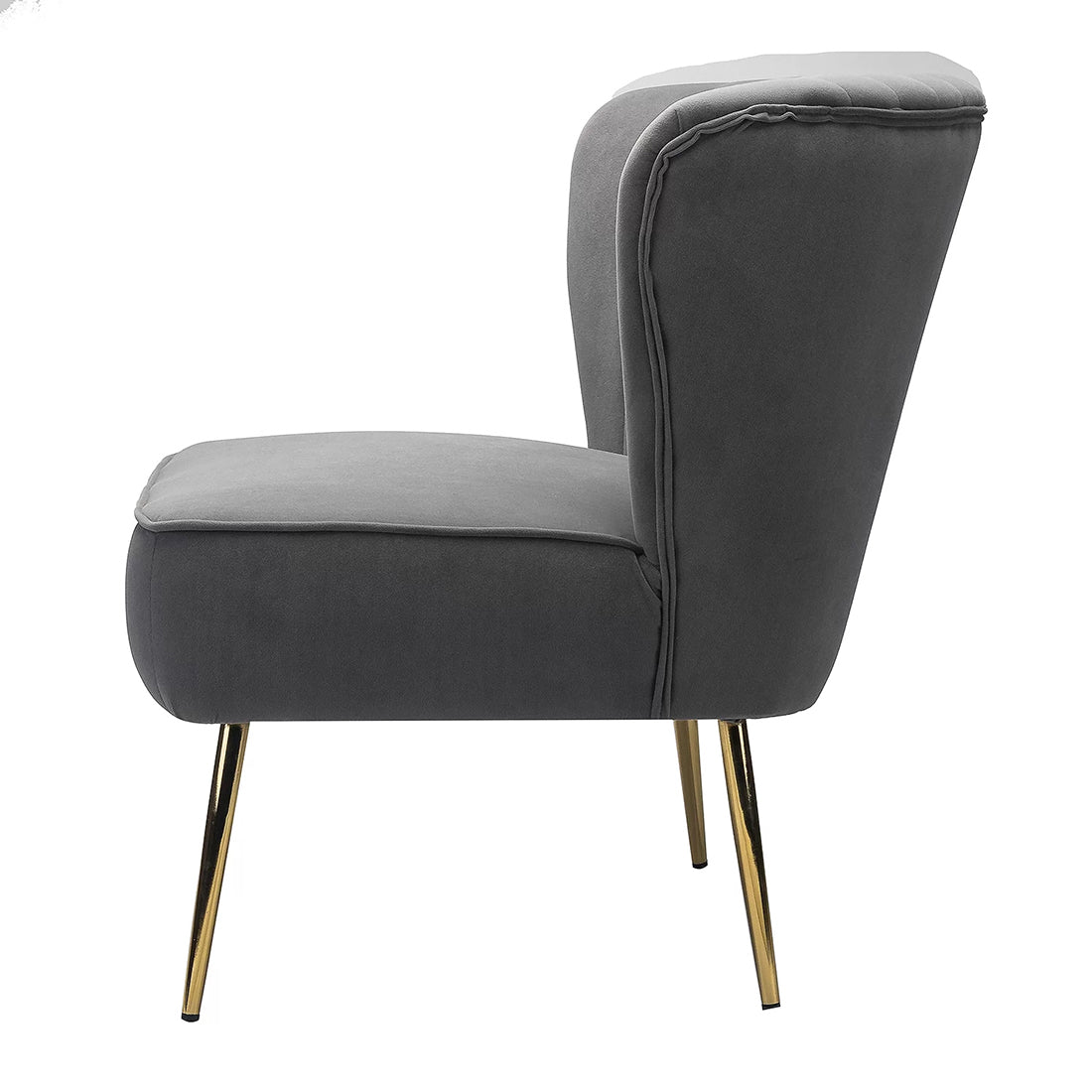 Classic Style Curved Back Grey Velvet Accent Chair