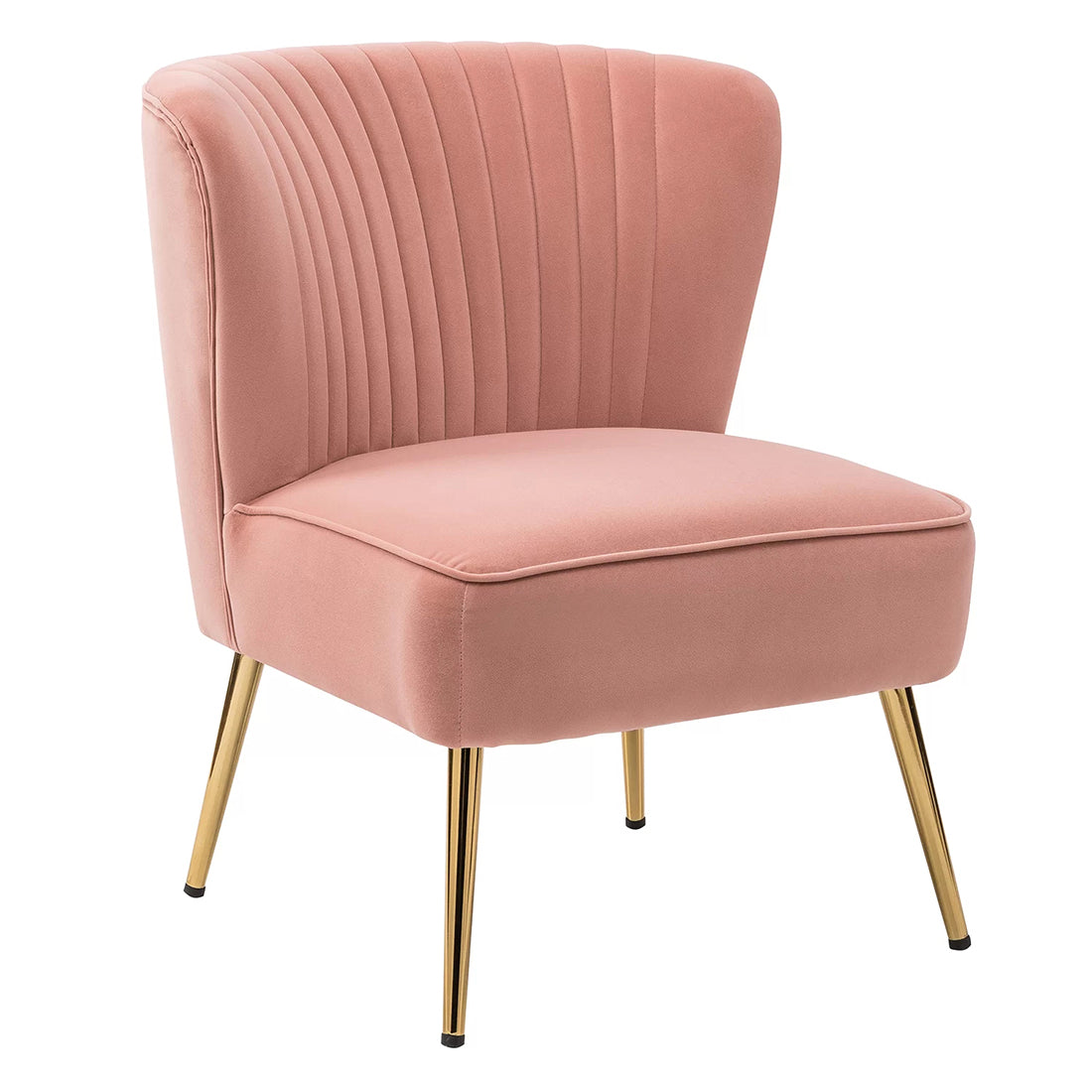 Classic Style Curved Back Pink Velvet Accent Chair