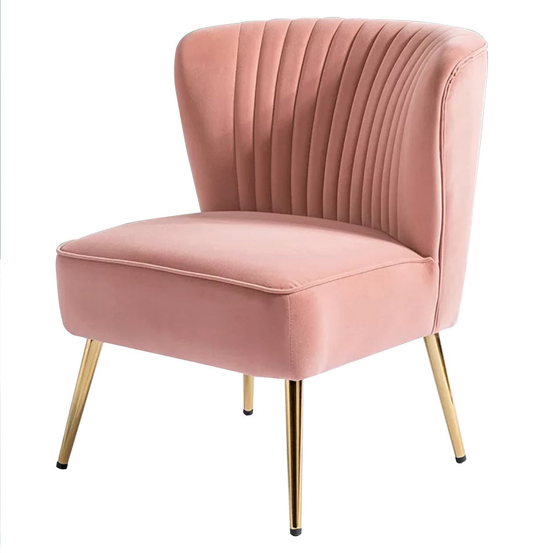 Classic Style Curved Back Pink Velvet Accent Chair