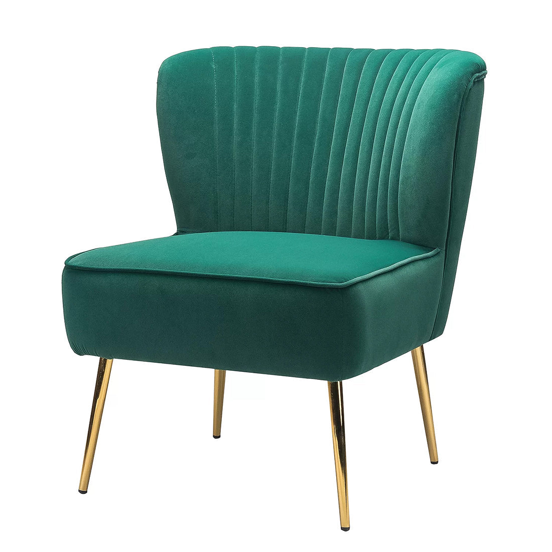 Classic Style Curved Back Teal Velvet Lounge Chair