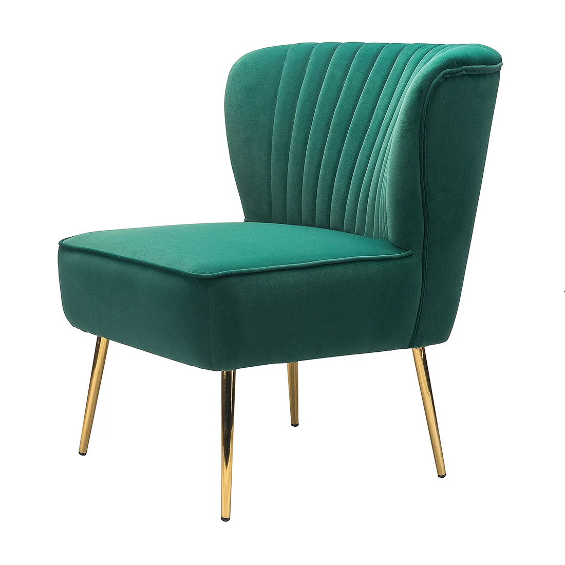 Classic Style Curved Back Teal Velvet Lounge Chair