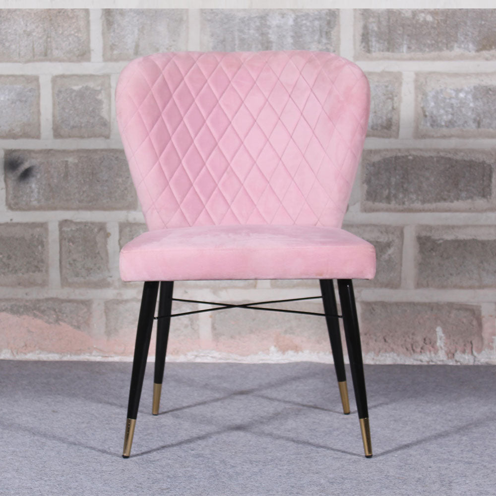 Classic Style Pink Velvet & Iron Dining Accent Chair