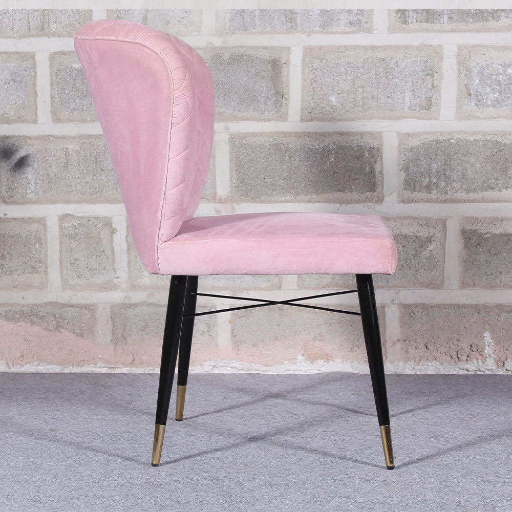 Classic Style Pink Velvet & Iron Dining Accent Chair