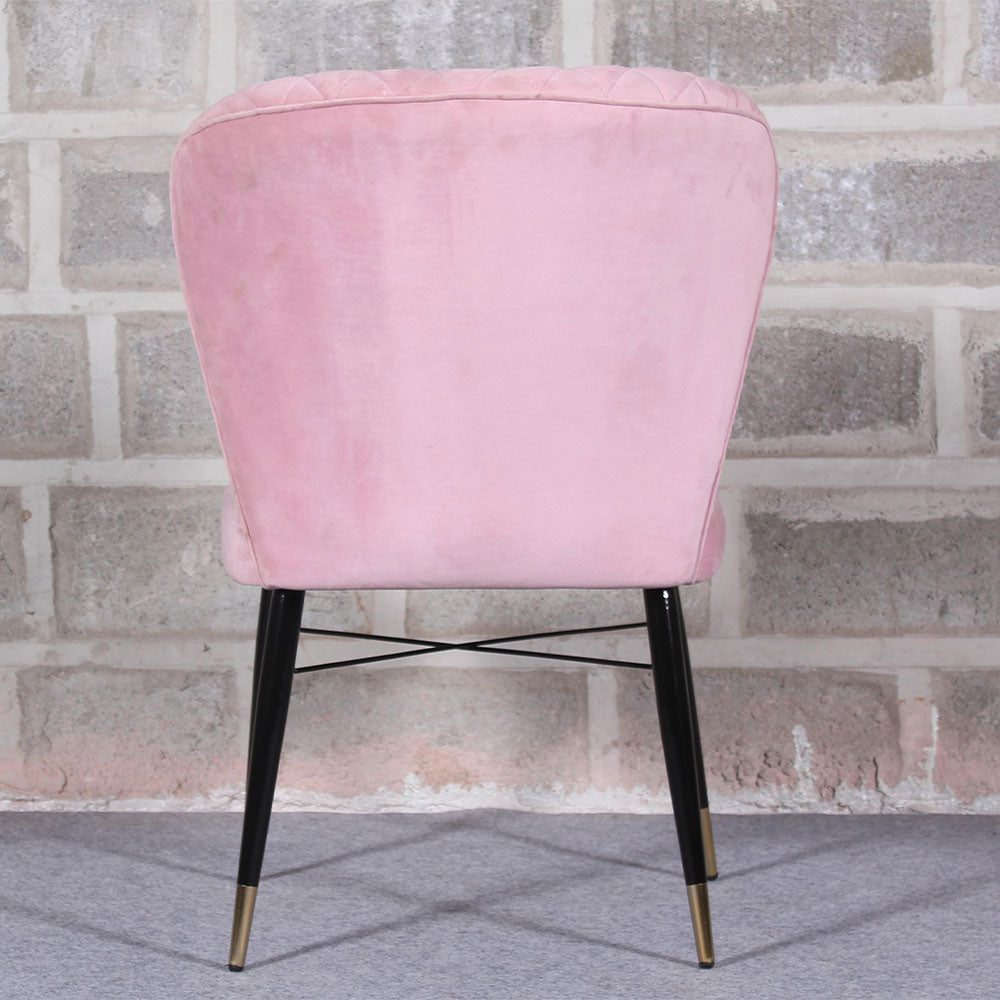 Classic Style Pink Velvet & Iron Dining Accent Chair