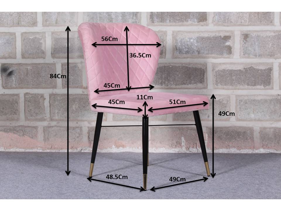 Classic Style Pink Velvet & Iron Dining Accent Chair