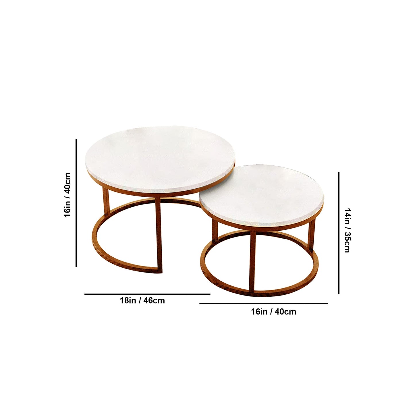 Classic Style White Round Coffee Table Set of 2