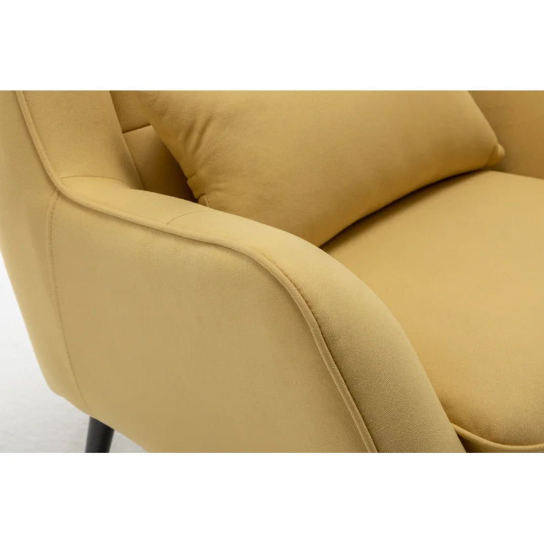 Classic Yellow Thick Padded Velvet Sofa Lounge Chair with Cushion