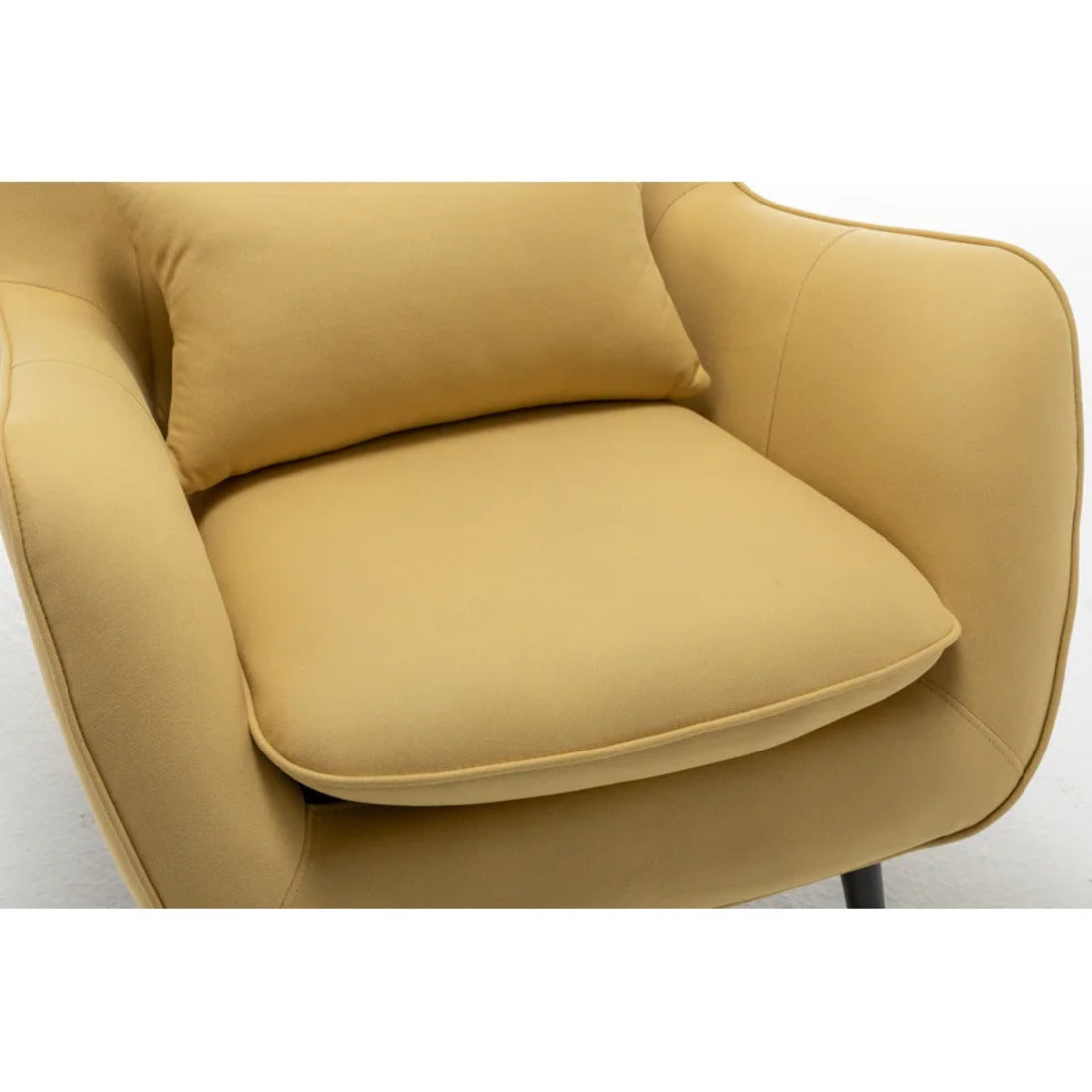 Classic Yellow Thick Padded Velvet Sofa Lounge Chair with Cushion