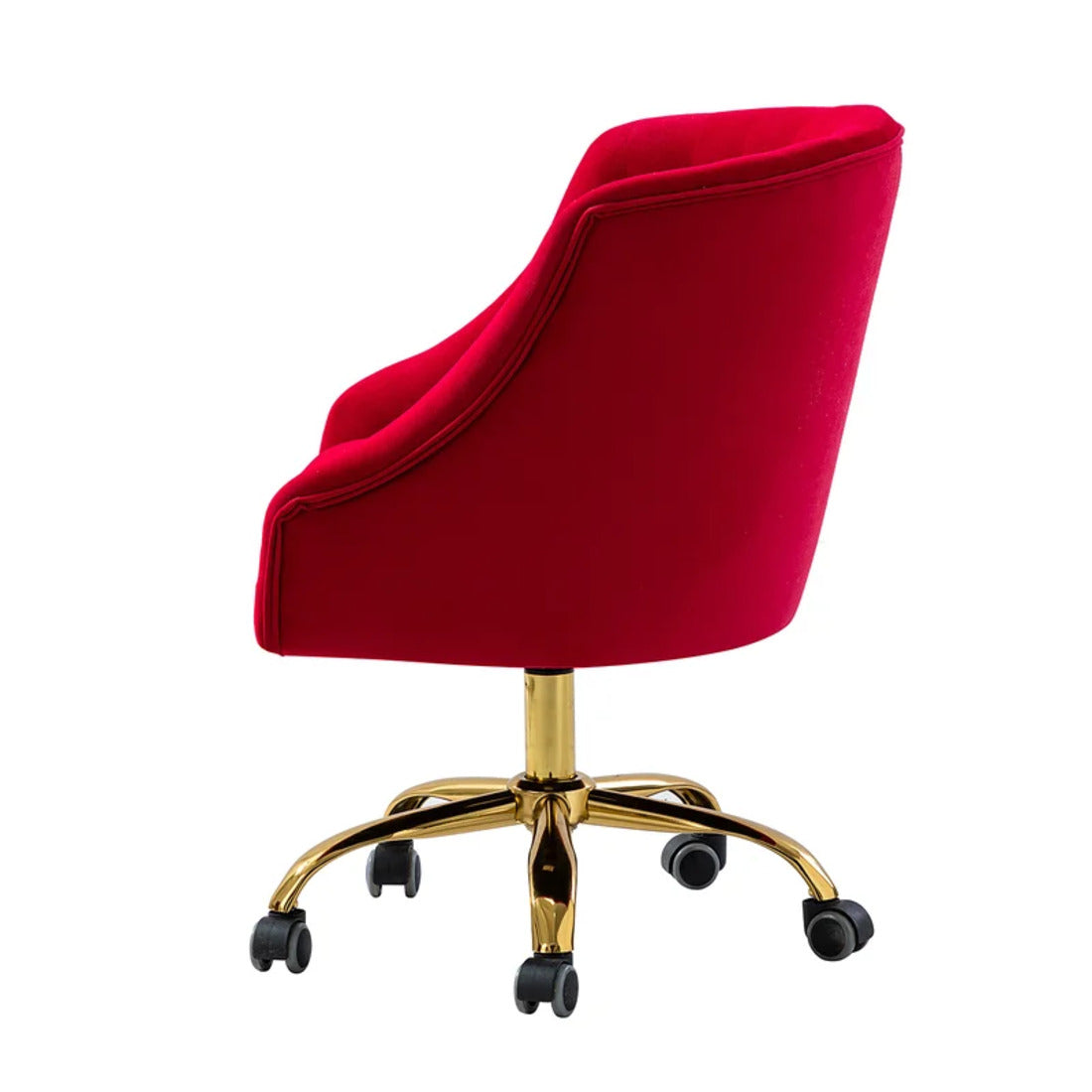 Comfort Tufted Back Red PU Foam Accent Chair with Golden Base