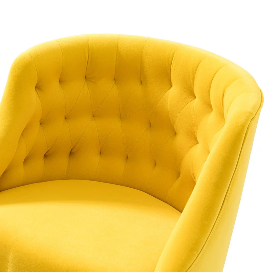 Comfort Tufted Back Yellow PU Foam Accent Chair with Golden Base