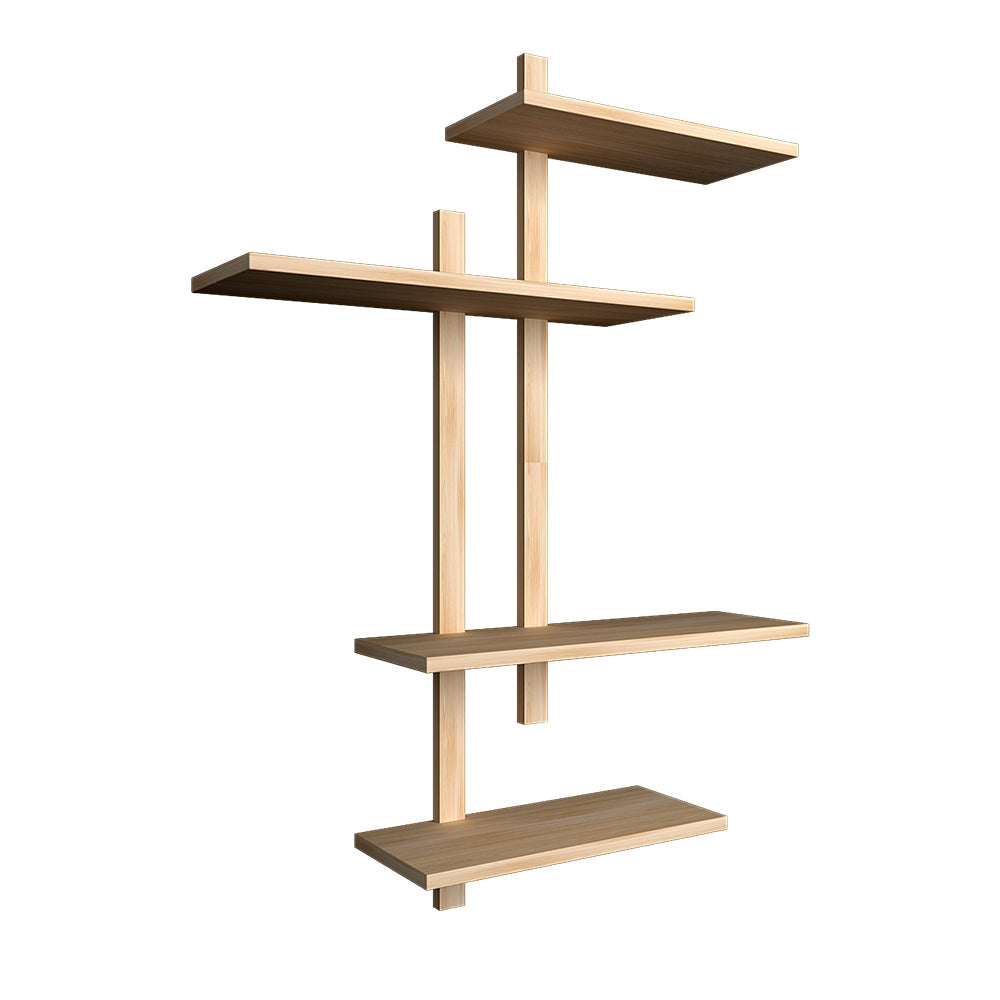 Contemporary Designer Wall Shelf with Light Oak Finish