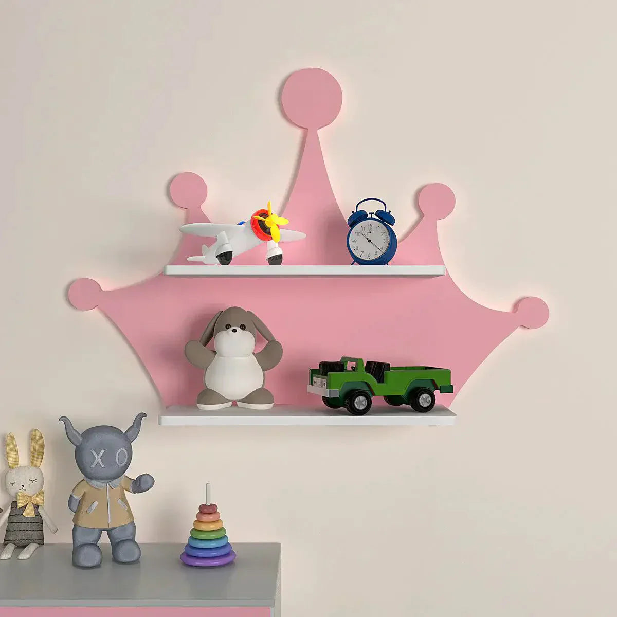 Crown Shape Wooden Wall Storage Shelf for Kids