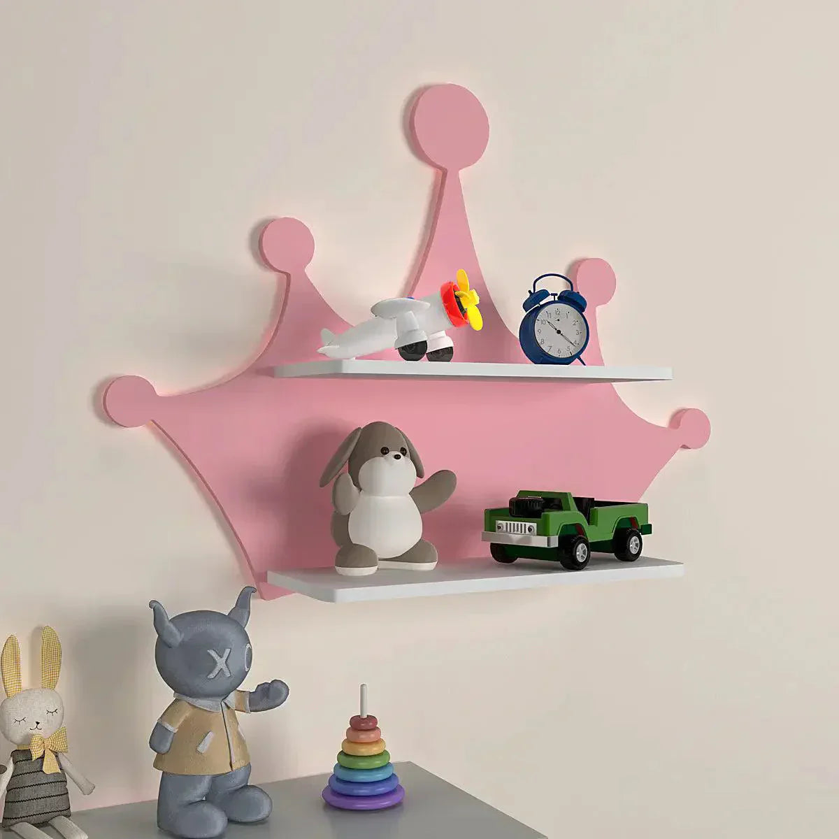 Crown Shape Wooden Wall Storage Shelf for Kids