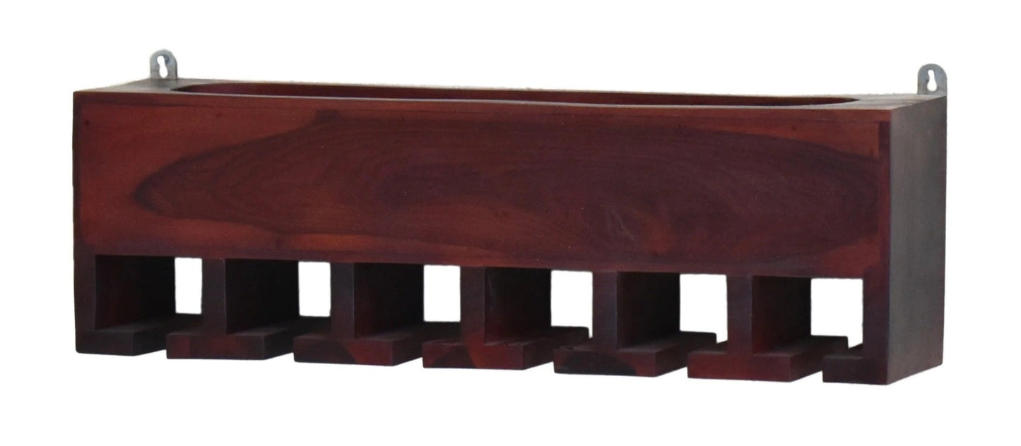 Dark Red Mahagony Wood Wall Mounted Mini Bar Shelf