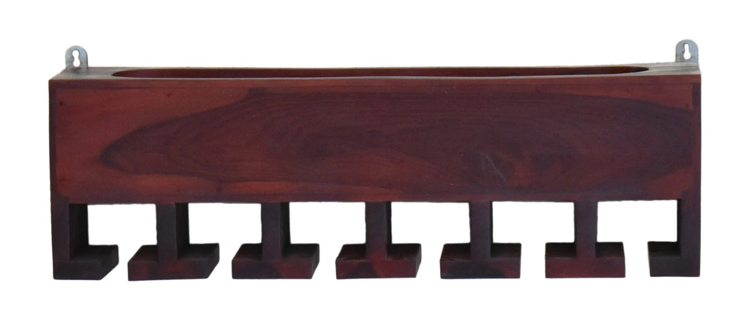 Dark Red Mahagony Wood Wall Mounted Mini Bar Shelf