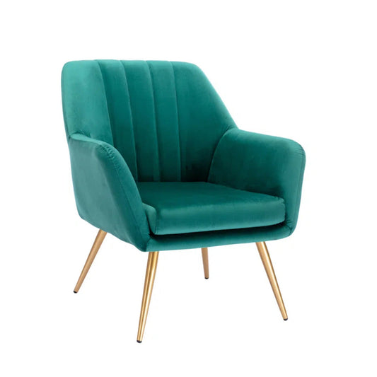 Dense Padded Bright Green Comfy Velvet Accent Chair