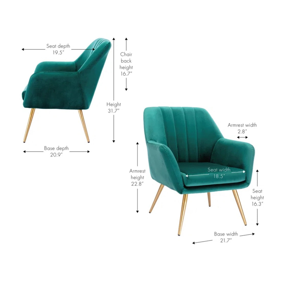 Dense Padded Bright Green Comfy Velvet Accent Chair