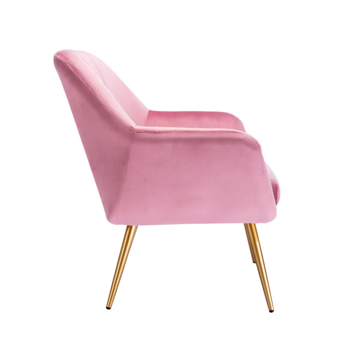 Dense Padded Bright Pink Comfy Velvet Accent Chair