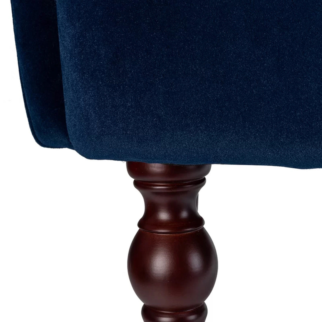 Detailed Tufted Super Comfy Navy Blue Velvet Sofa Lounge Chair