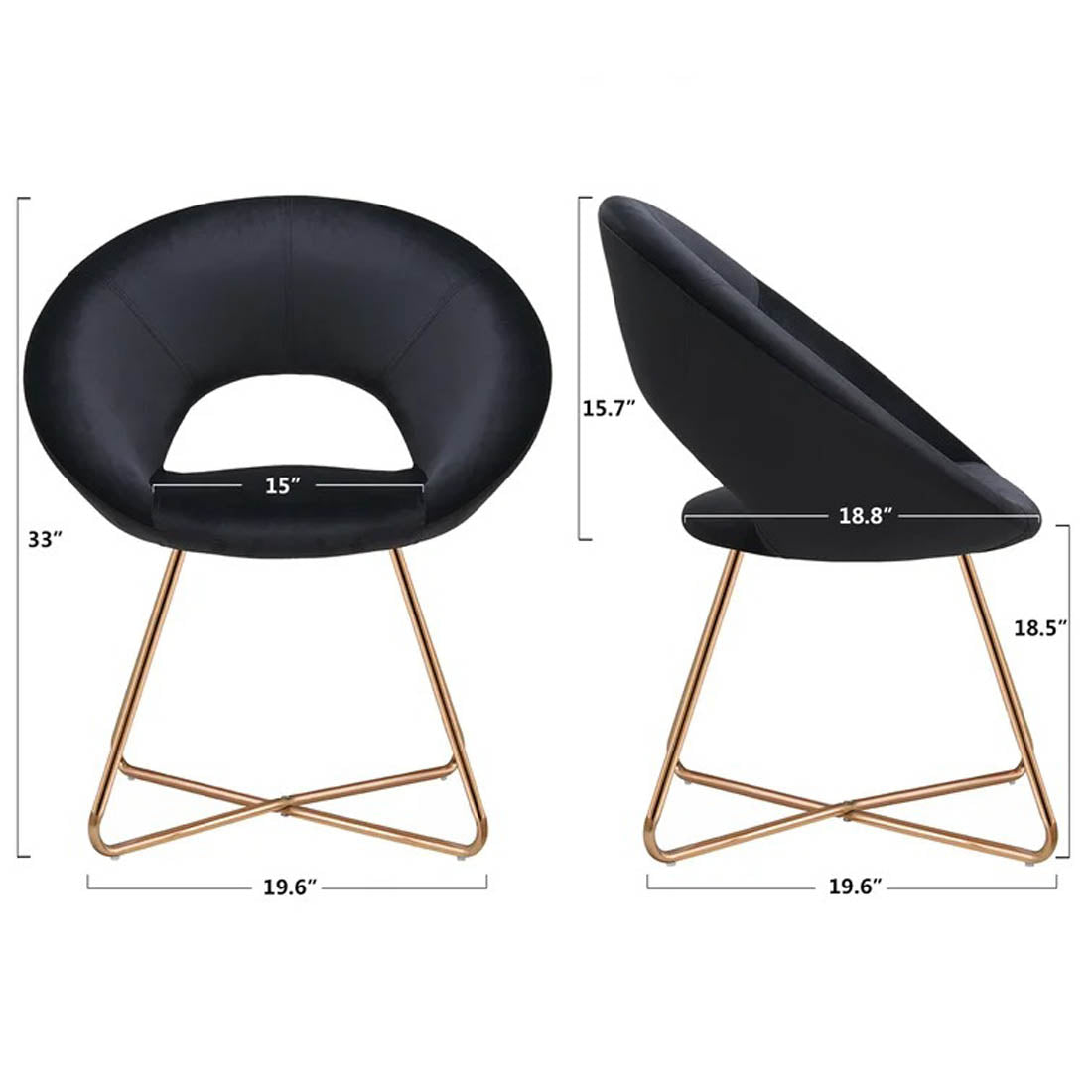 Edgy Shell Designer Shape Black Accent Chair