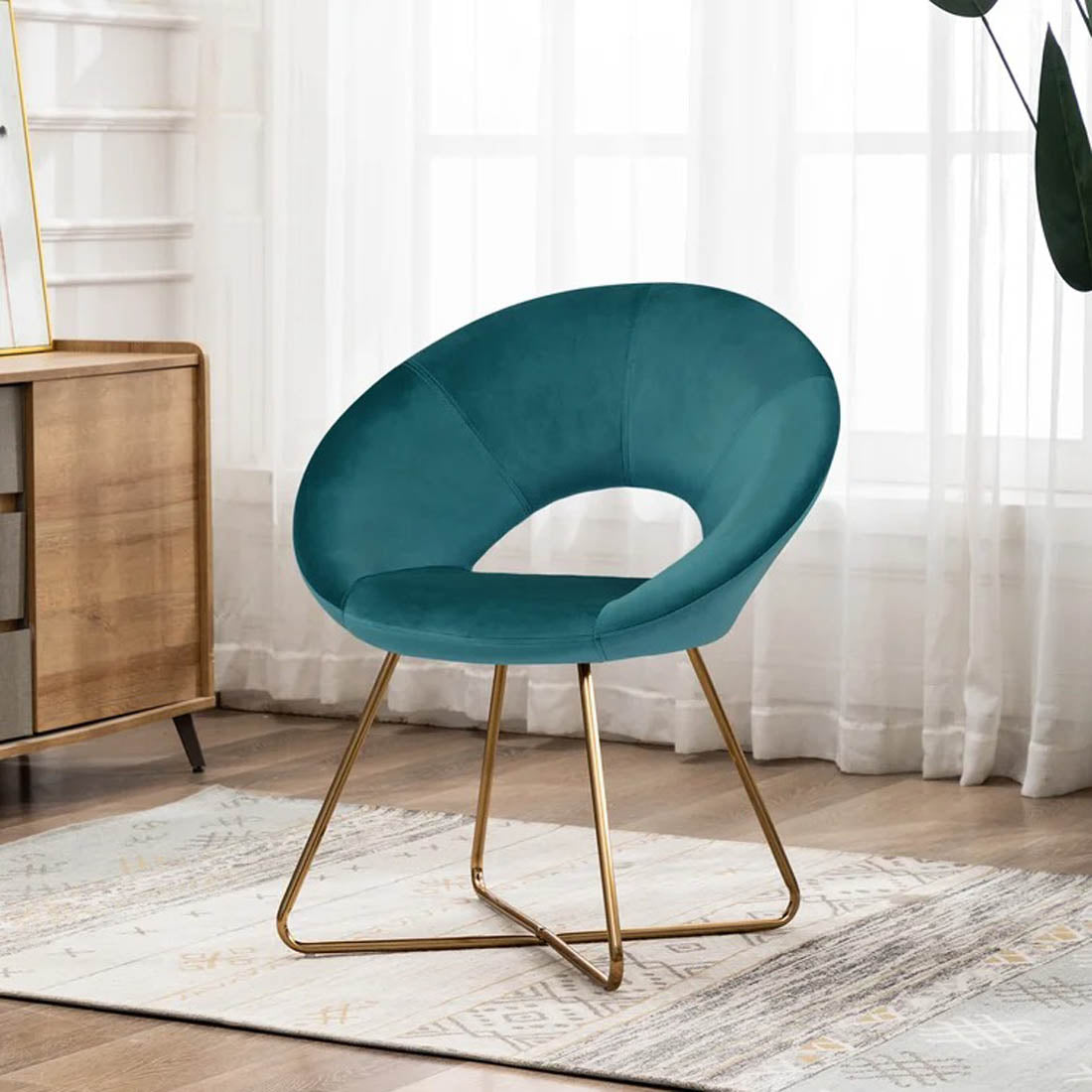 Edgy Shell Designer Shape Blue Accent Chair