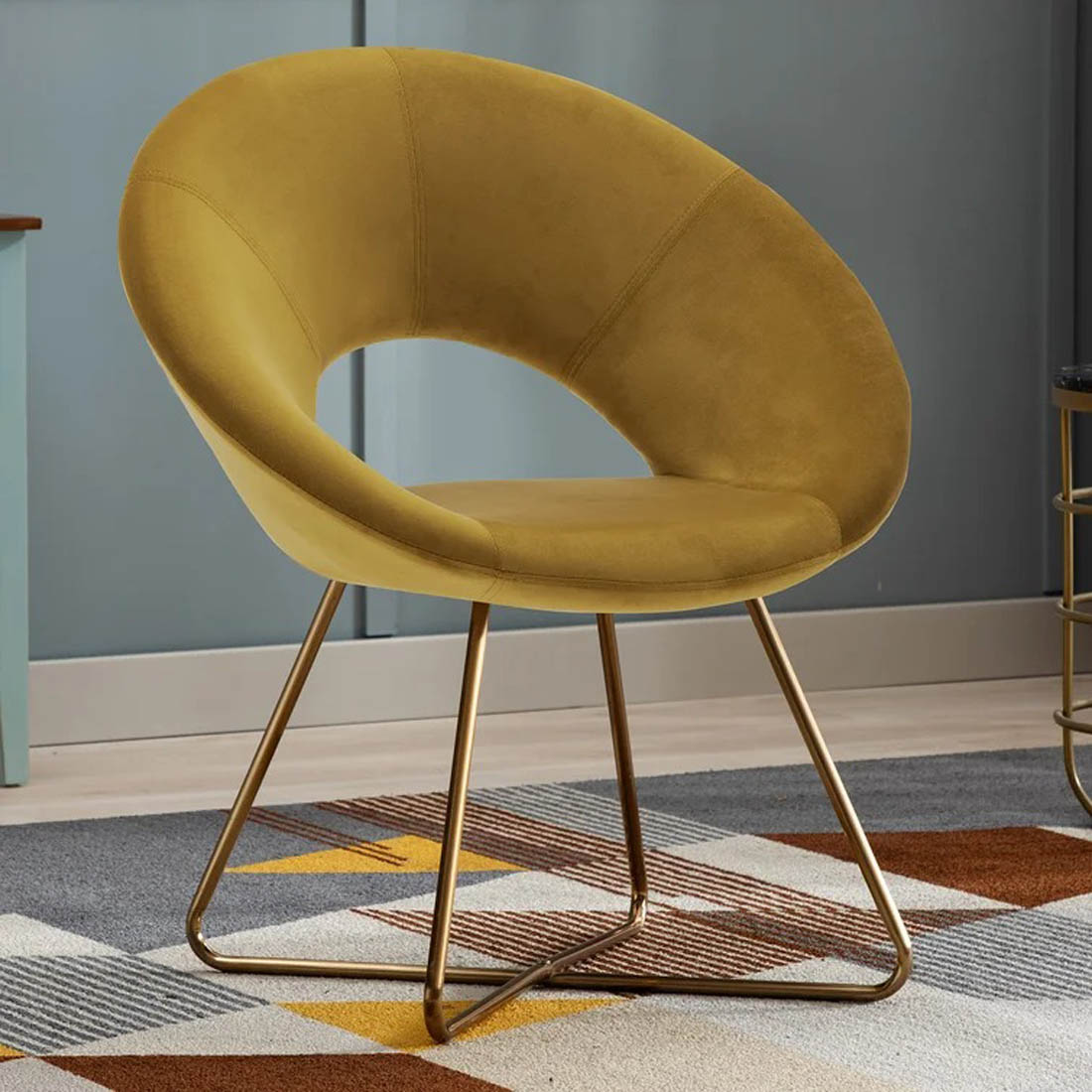 Edgy Shell Designer Shape Yellow Accent Chair