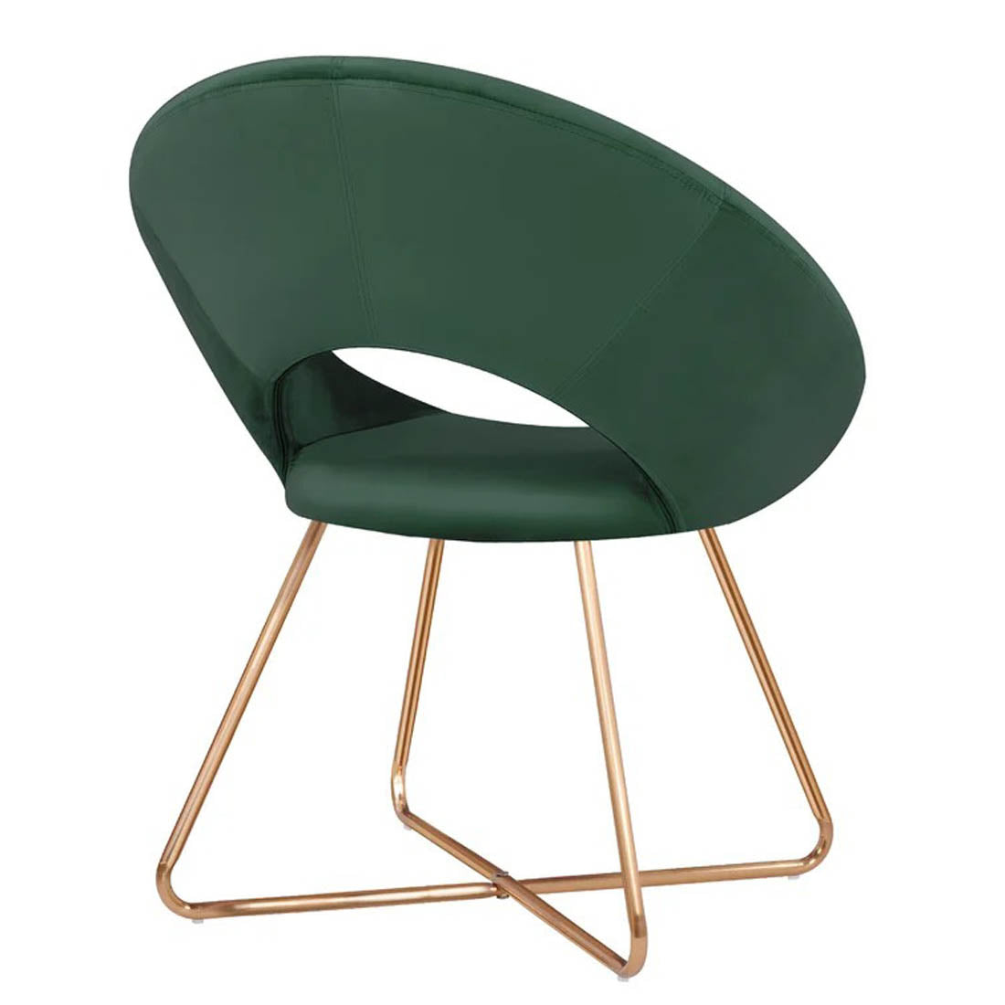 Edgy Shell Shaped Royal Green Accent Chair