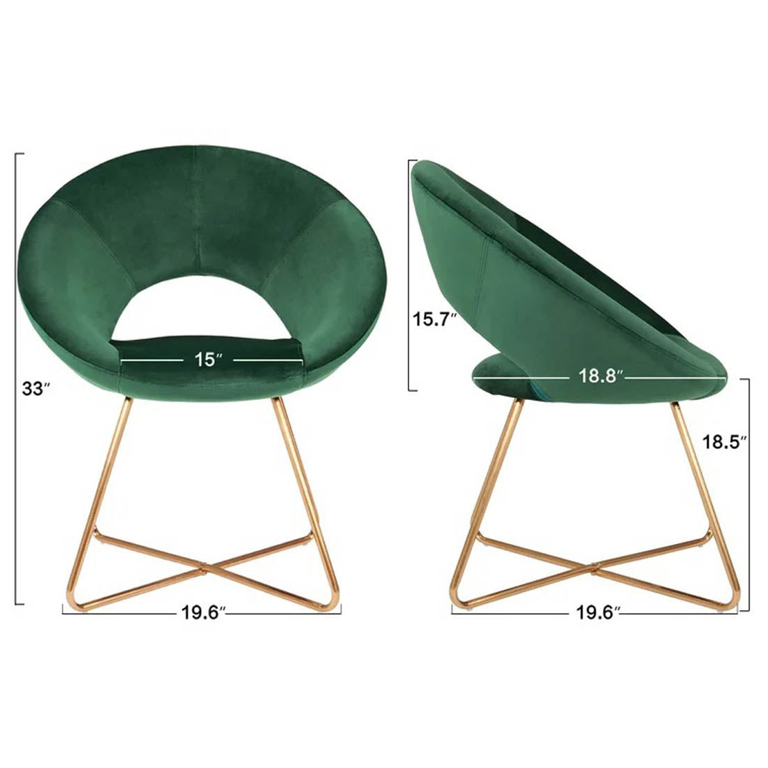 Edgy Shell Shaped Royal Green Accent Chair