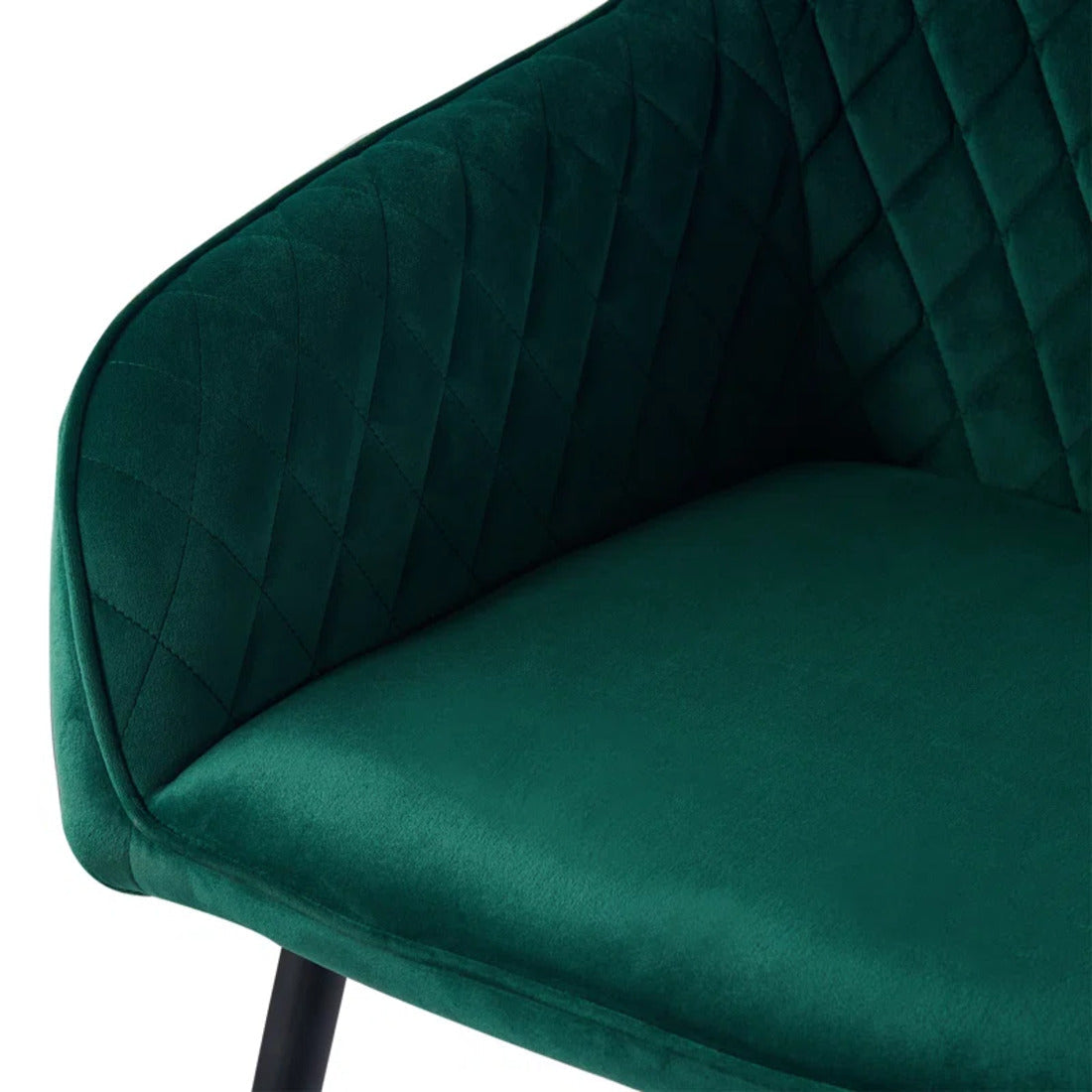 Emerald Diamond Cut Velvet Accent Armchair with Black Legs