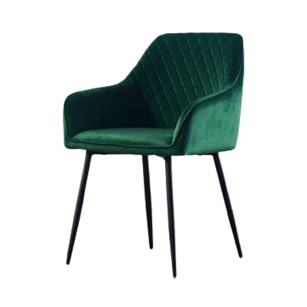 Emerald Diamond Cut Velvet Accent Armchair with Black Legs