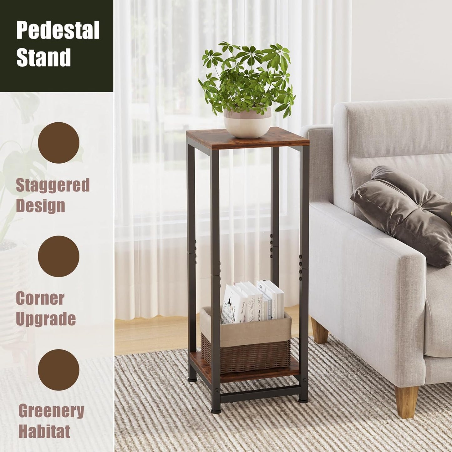 Enchanted Classic Wooden Textured with Metal Finish Side Table