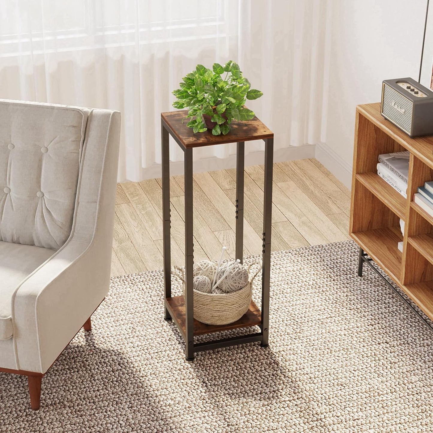 Enchanted Classic Wooden Textured with Metal Finish Side Table