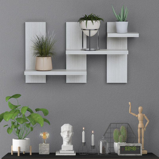 Enchanted Modern Rectangular Shaped Wooden Wall Shelves with White Finish