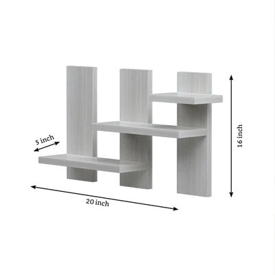 Enchanted Modern Rectangular Shaped Wooden Wall Shelves with White Finish