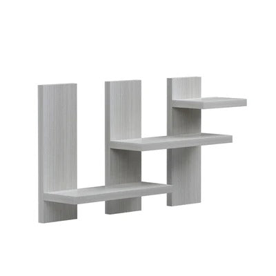 Enchanted Modern Rectangular Shaped Wooden Wall Shelves with White Finish