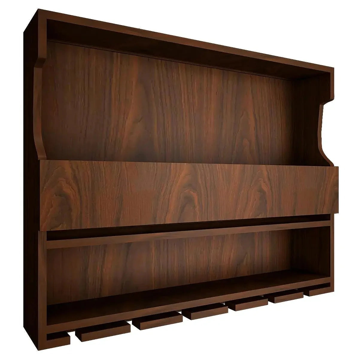 Exquisite Design Backlit MDF Mini Bar Shelf in Walnut Finish