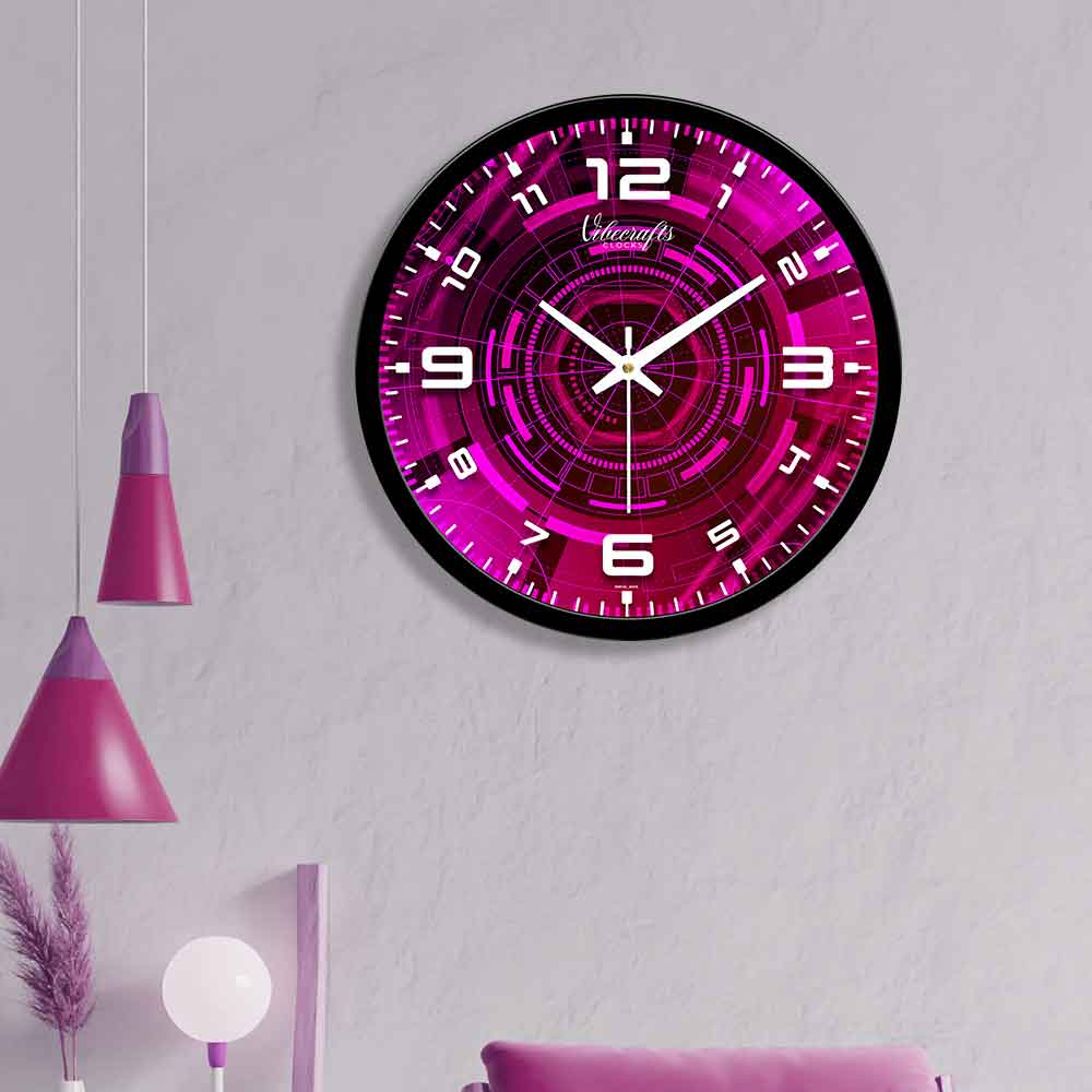 Futuristic Pink Pattern Designer Wall Clock