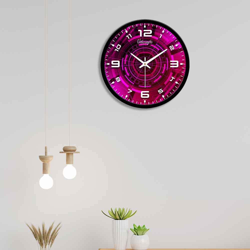 Futuristic Pink Pattern Designer Wall Clock