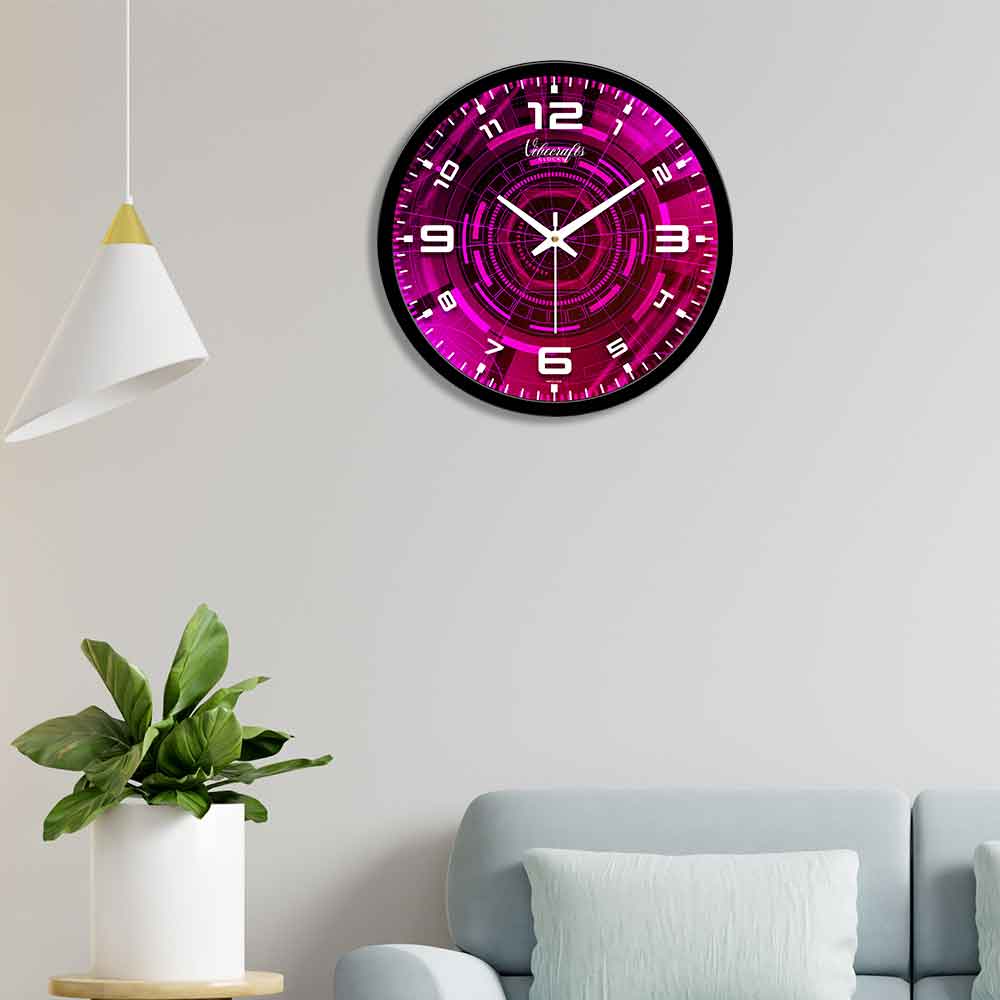 Futuristic Pink Pattern Designer Wall Clock