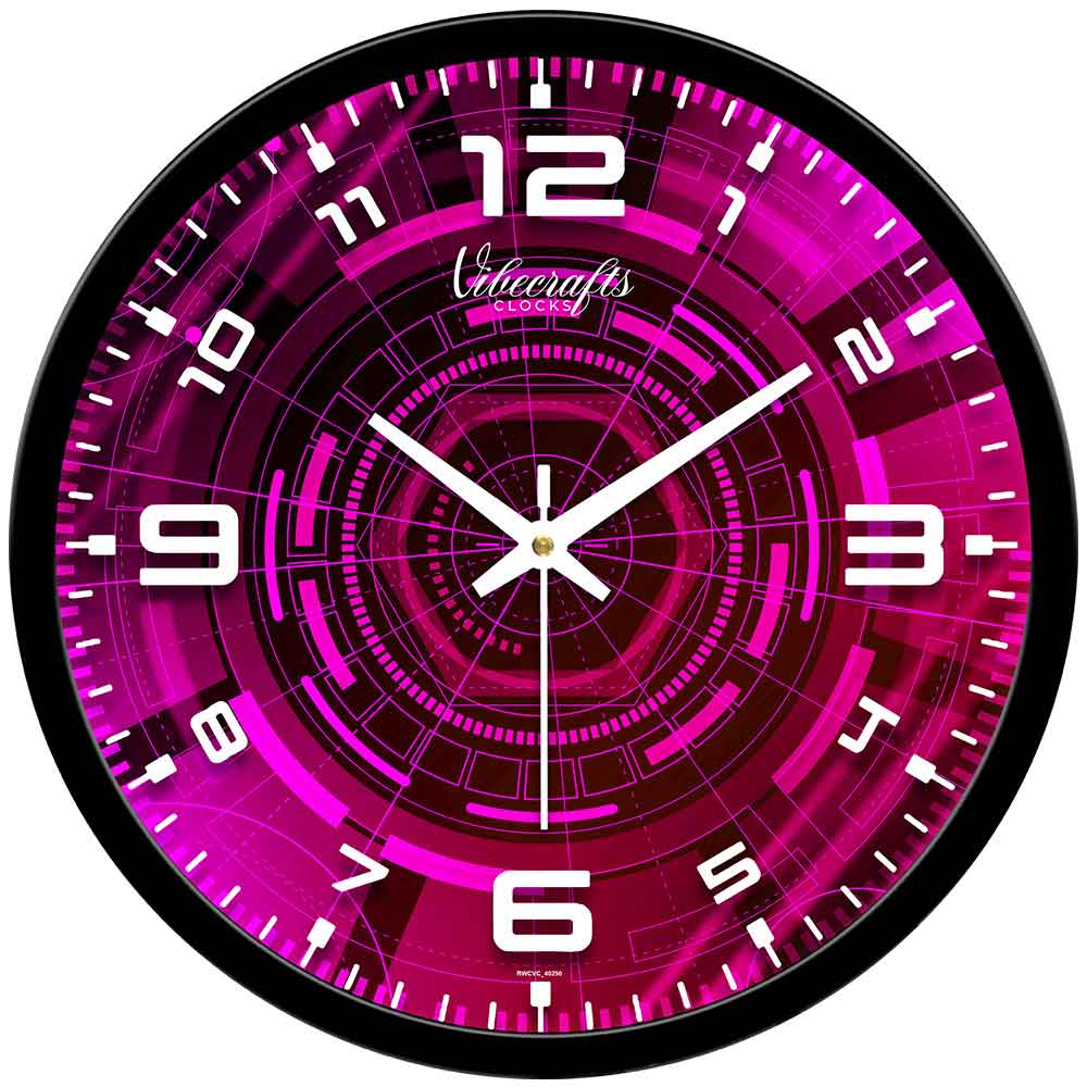 Futuristic Pink Pattern Designer Wall Clock