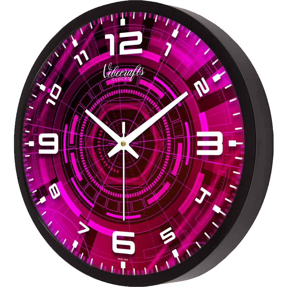 Futuristic Pink Pattern Designer Wall Clock