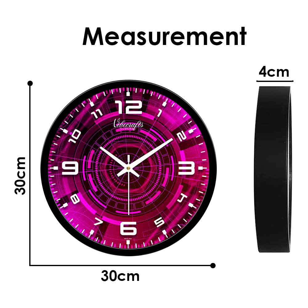 Futuristic Pink Pattern Designer Wall Clock