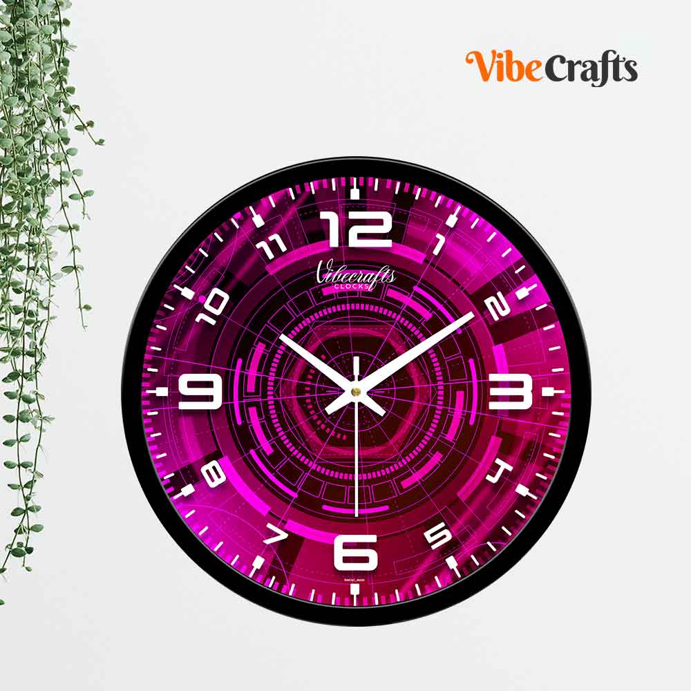 Futuristic Pink Pattern Designer Wall Clock