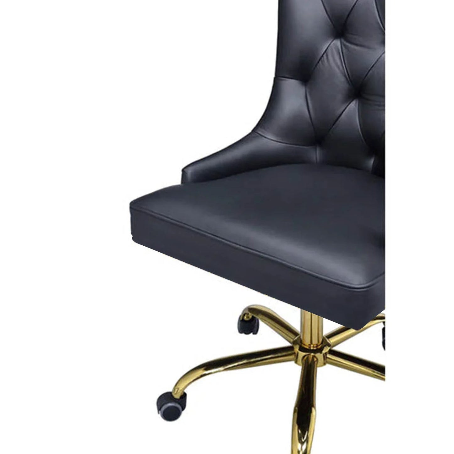 Golden Button Edge Black Leatherette Premium Armchair