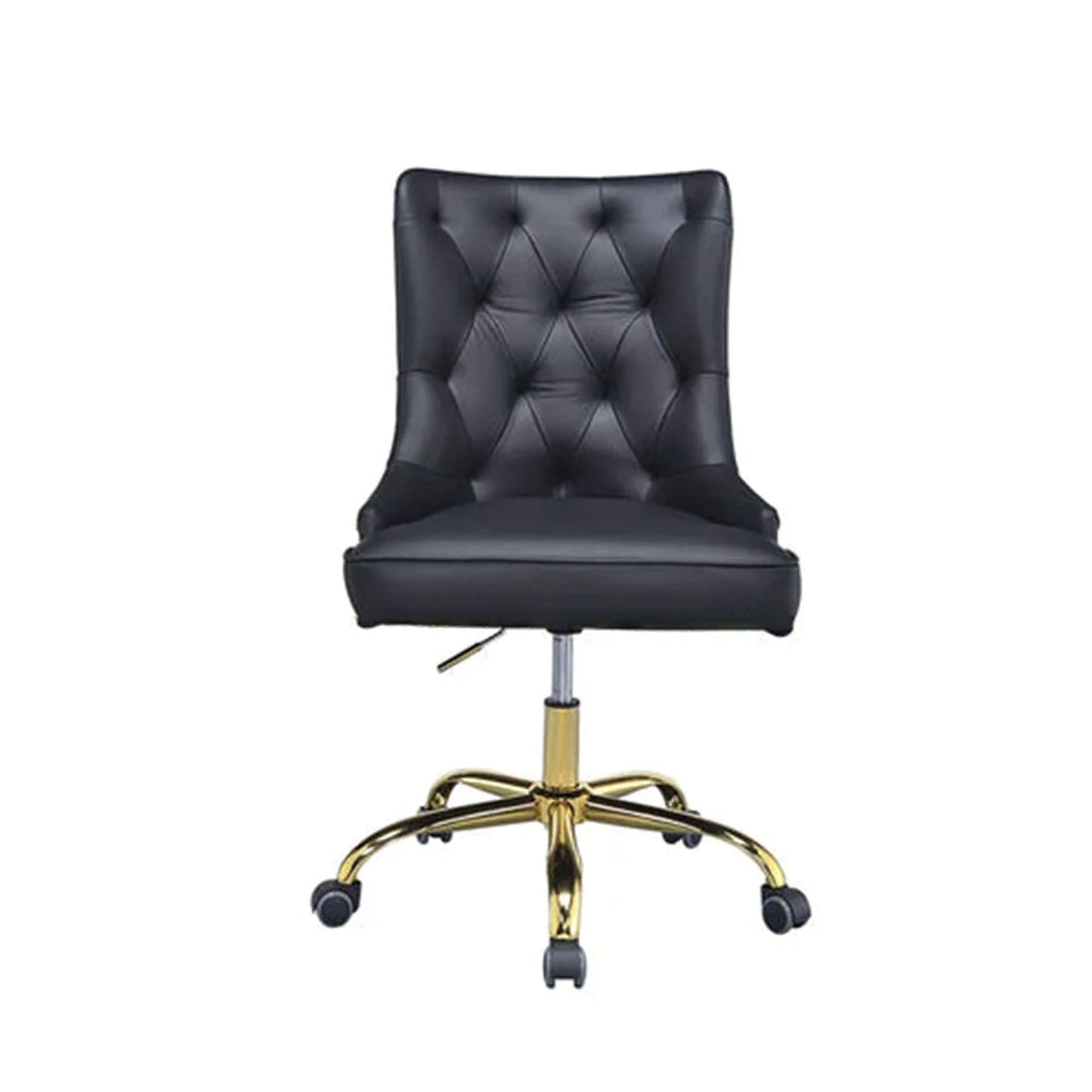 Golden Button Edge Black Leatherette Premium Armchair